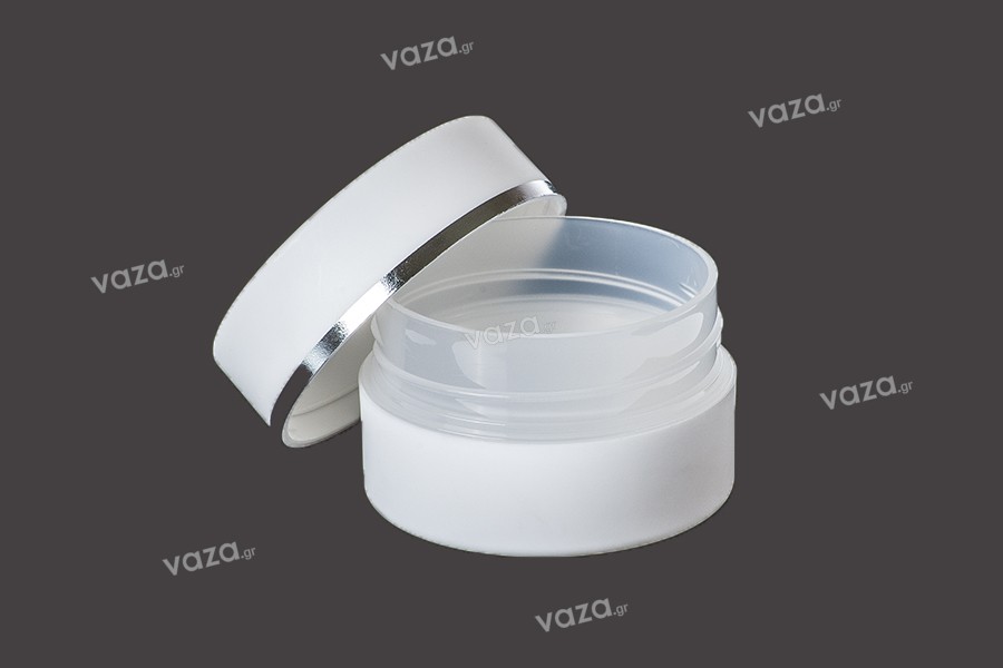 Plastikdose weiß MAT 100 ml mit Inneneinsatz auf dem Deckel – 6 Stück