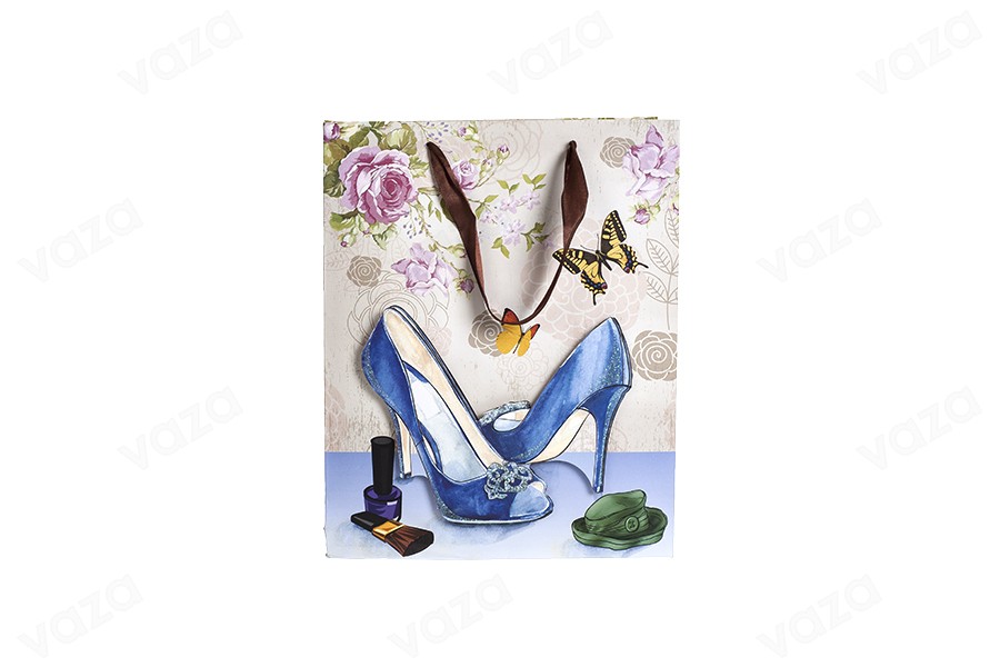 Sac cadeau en papier 3-D, motif « escarpins bleus », taille « M », 18 x 8,5 x 25 cm Sac cadeau en papier 3-D, motif « escarpins bleus », taille « M », 18 x 8,5 x 25 cm-photo_dimensions