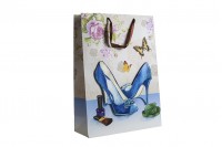 Sac cadeau en papier 3-D, motif « escarpins bleus », taille « L », 31 x 12 x 42 cm