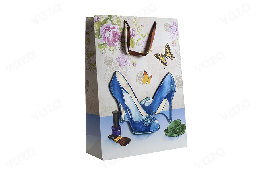 Sac cadeau en papier 3-D, motif « escarpins bleus », taille « L », 31 x 12 x 42 cm Sac cadeau en papier 3-D, motif « escarpins bleus », taille « L », 31 x 12 x 42 cm-photo_produit