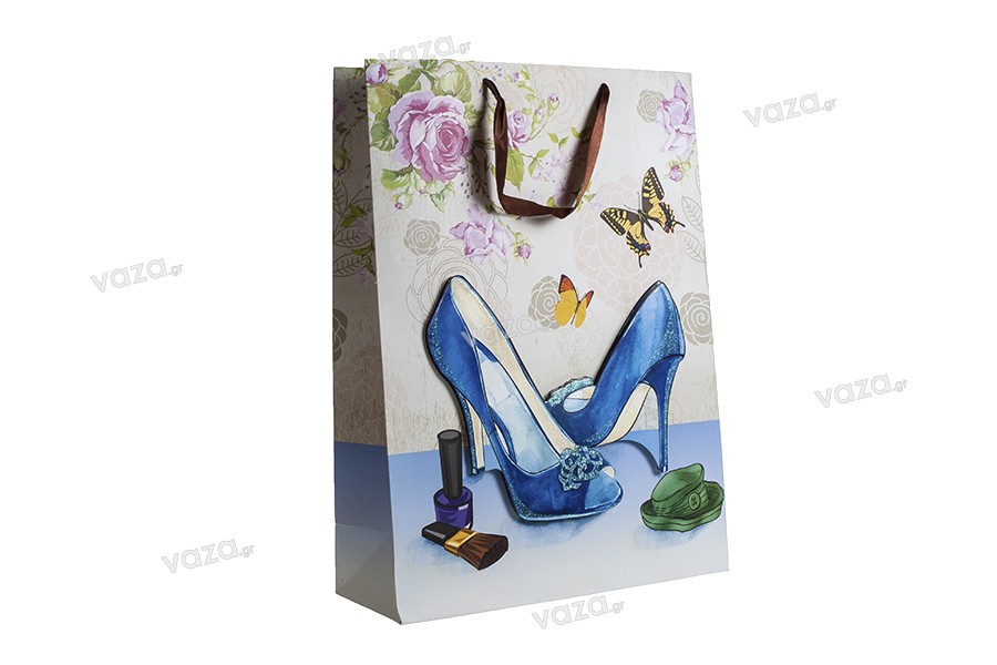 Applied passionate Signal Pungă de hârtie de 3-D cadou, desen "albastru pantofi" dimensiune "L",  31x12x42cm | Ambalaje pentru cadouri