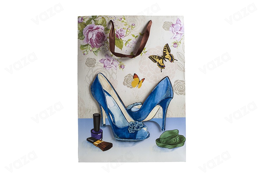 Sac cadeau en papier 3-D, motif « escarpins bleus », taille « L », 31 x 12 x 42 cm Sac cadeau en papier 3-D, motif « escarpins bleus », taille « L », 31 x 12 x 42 cm-photo_dimensions