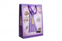 Sac cadeau en papier 3-D, motif « robe mauve », taille « L », 310 x 120 x 420 mm