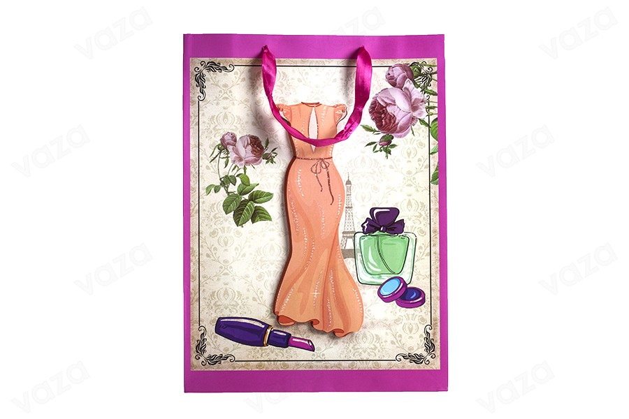 Sac cadeau en papier 3-D, motif « robe orange », taille « L », 310 x 120 x 420 mm Sac cadeau en papier 3-D, motif « robe orange », taille « L », 310 x 120 x 420 mm-εικόνα_διαστάσεις