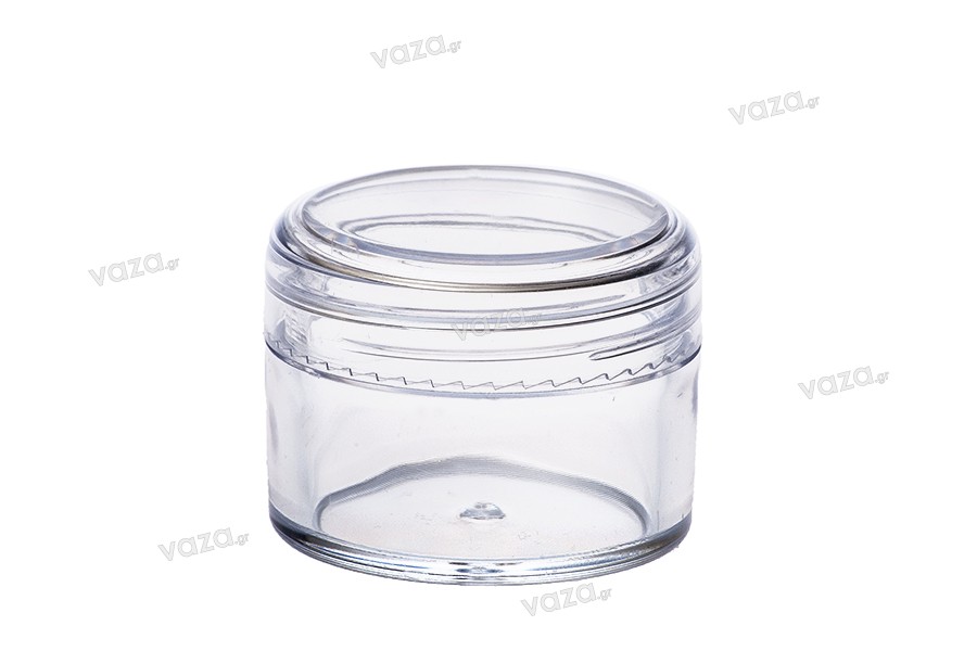 Jar acrilic transparent 25 ml cu capac - 12 buc