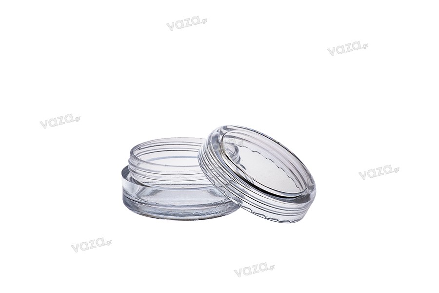 Pot de 3 ml acrylique transparent avec couvercle – lot de 12 pièces