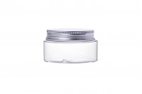  Transparent PET jar 200ml with silver aluminum cap and seal liner