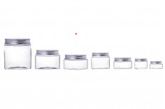 Transparent 200ml PET jar with aluminum cap and sealing disc