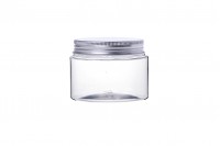 Transparent PET jar 300ml with silver aluminum cap and seal liner