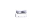 Petit pot transparent PET de 30ml avec couvercle en aluminium argenté avec joint d'étanchéité