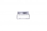 Transparent PET jar 30ml with silver aluminum cap and seal liner