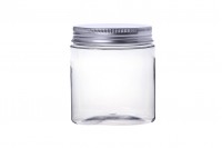 Petit pot transparent PET de 500ml avec couvercle en aluminium argenté avec joint d'étanchéité - 6 pcs