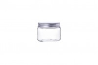  Transparent PET jar 50ml with silver aluminum cap and seal liner