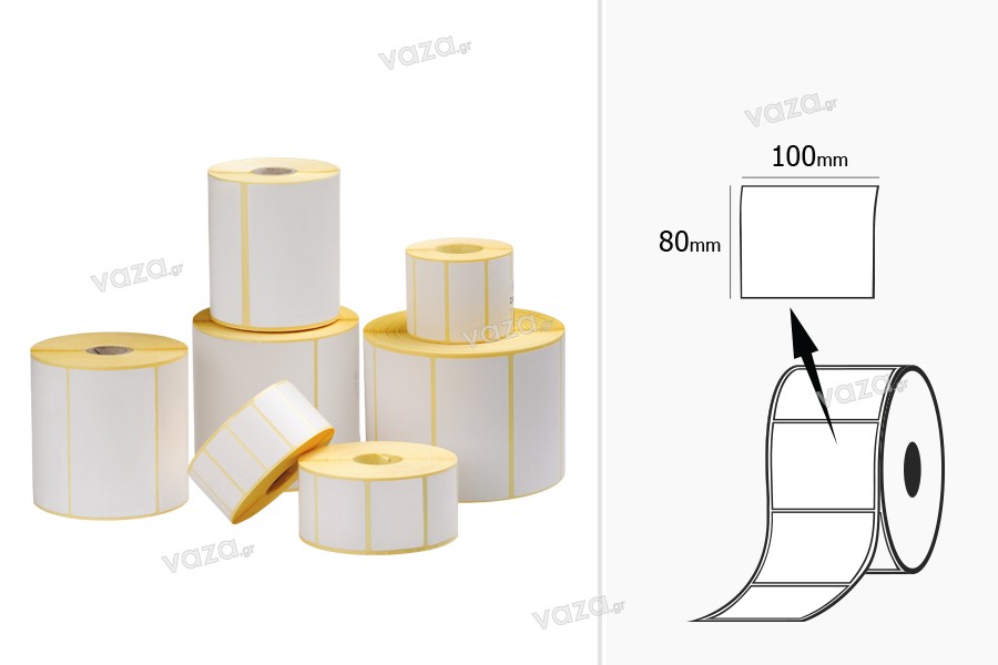 Ετικέτες ΜΑΤ χάρτινες, αυτοκόλλητες 100x80 mm σε ρολό - 1000 τμχ