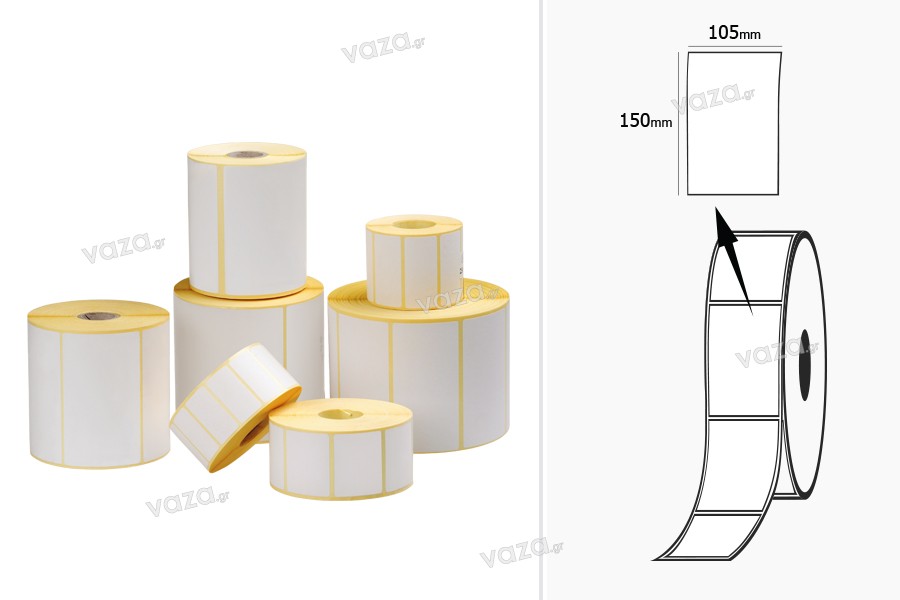 Ετικέτες ΜΑΤ χάρτινες, αυτοκόλλητες 105x150 mm σε ρολό - 1000 τμχ