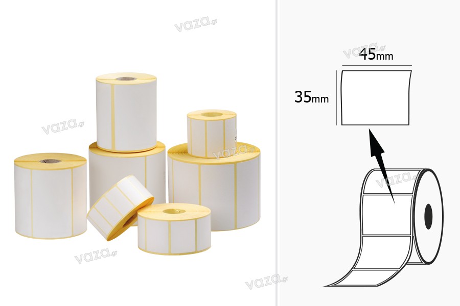 Etiketa termike, letre, ngjitëse 45x35 mm - rul me 1000 copë