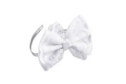 White lace bow with silver wire 15cm long, available in a package with 50 pieces