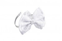 3D Ribbon white with dandela, with silver syrmataki 15cm, in 50 groups