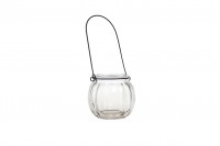 200ml round glass lantern tealight holder with metal handle