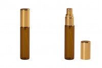 10ml amber glass perfume atomizer with shiny gold aluminum spray pump - available in a package with 6 pcs