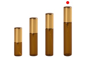 Flacon en verre de 12 ml de couleur caramel avec vaporisateur en aluminium doré brillant - 6 pcs-εικόνα_σύνθεση