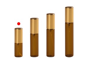Flacon en verre de 5 ml de couleur caramel avec vaporisateur en aluminium en or brillant - 6 pcs-εικόνα_σύνθεση