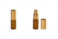 5 ml glass bottle, caramel with aluminum spray in shiny gold - 6 pcs