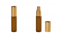 8ml amber glass perfume atomizer with shiny gold aluminum spray pump - available in a package with 6 pcs