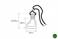 Heart shaped 4ml car air freshener with wooden lid and plastic stopper - available in a package with 25 pcs