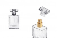 Transparent 50ml glass perfume bottle with spray pump and cap
