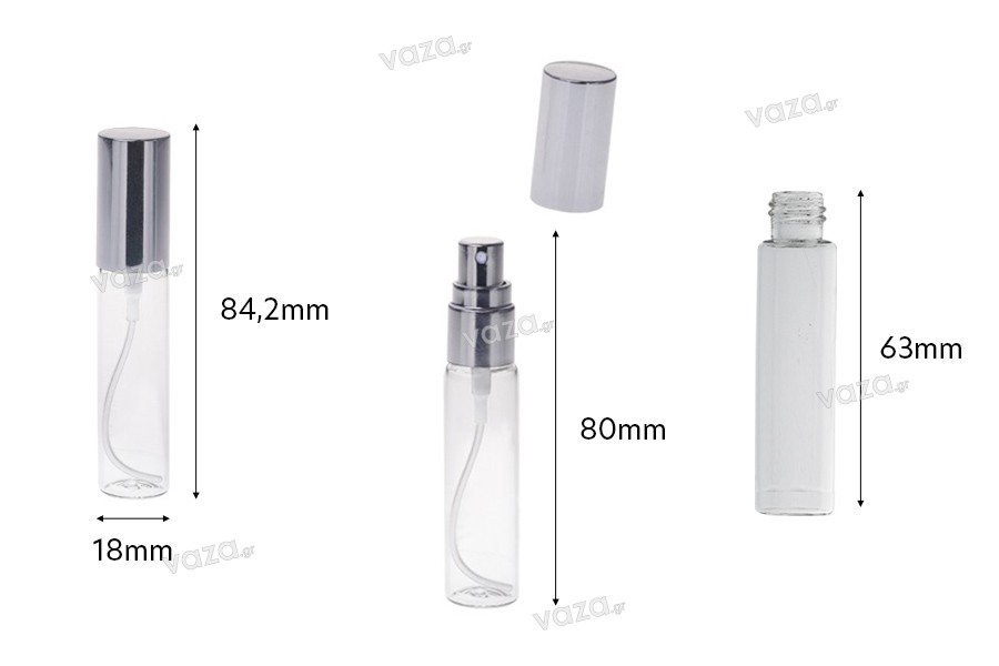 Flacons de 10 ml avec vaporisateur de parfum en verre avec bouchon en aluminium