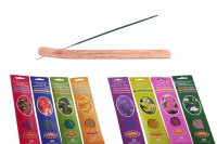 Set of bamboo sticks in 4 natural aromas of plants or fruits and wooden base