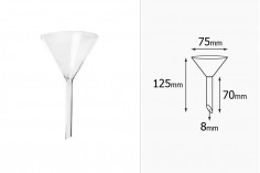 Perfume glass funnel - Diameter: 75mm (tip-end  8mm)