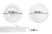 Plastic seal (PE) white height 2.86 mm - diameter 27.2 mm (small: 22.52 mm) - 12 pcs