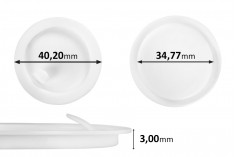 Guarnizione in plastica (PE) bianca, altezza 3 mm – diametro 40,20 mm (piccola: 34,77 mm) – 12 pz