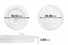 Plastic seal (PE) white height 3 mm - diameter 40,51 mm (small: 34,90 mm) - 12pcs