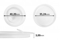 Plastic seal (PE) white height 3 mm - diameter 40,20 mm (small: 35,24 mm) - 12 pcs