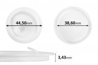 Παρέμβυσμα πλαστικό (PE) λευκό ύψος 3.43 mm - διάμετρος 44.50 mm (μικρή: 38,60 mm) - 12τμχ