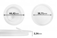 Plastic seal (PE) white height 3.54 mm - diameter 44.42 mm (small: 38.71 mm) - 12 pcs