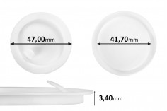 Mbulesë-mbrojtëse plastike (PE) e bardhë, lartësi 3,40 mm - diametër 47 mm (diametri i brendshëm: 41,70 mm) - 12 copë