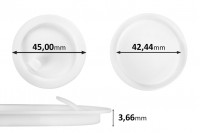 Guarnizione in plastica (PE) bianca, altezza 3,66 mm – diametro 45 mm (piccola: 42,44 mm) – 12 pz