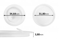 Παρέμβυσμα πλαστικό (PE) λευκό ύψος 3,80 mm - διάμετρος 34,64 mm (μικρή: 31,80 mm) - 12τμχ