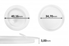 Joint en plastique (PE) blanc avec hauteur 3 mm et diamètre 40,16 mm (petit : 34,70 mm) - 12 pcs