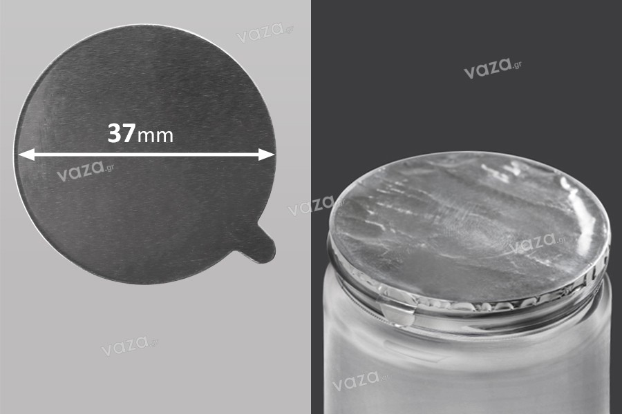 Silver adhesive liner 37 mm  -  18 pcs