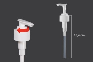 Pompë plastike 28/410, në ngjyrë të bardhë, me mekanizëm sigurie, e përshtatshme për shampo, krem ose emulsion. -dimensioni_immagine