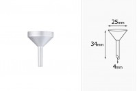 Pâlnie din aluminiu, argintie MAT - de 25 mm (vârful 4 mm)