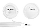 Guarnizione plastica (PE) bianca altezza 3,50 mm - diametro 34,30 mm (piccola: 30 mm) - 12pz