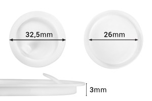 Παρέμβυσμα 32,5 mm πλαστικό (PE) σε λευκό χρώμα για βαζάκια 30 ml-εικόνα_προϊοντική