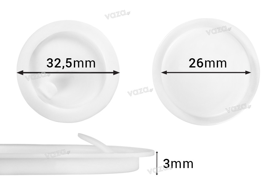 Plastic gasket (PE) in white color for 30 ml jars