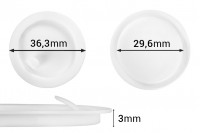 Joint en plastique 36,3 mm (PE) de couleur blanche pour pots de 50 ml